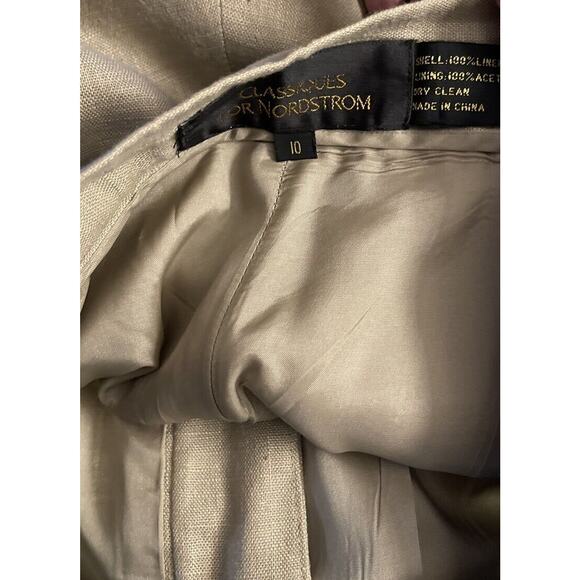 Nordstrom Classiques Women’s Tan Pleated High Waisted Size 10 Linen VTG 80s 90s - Picture 4 of 9